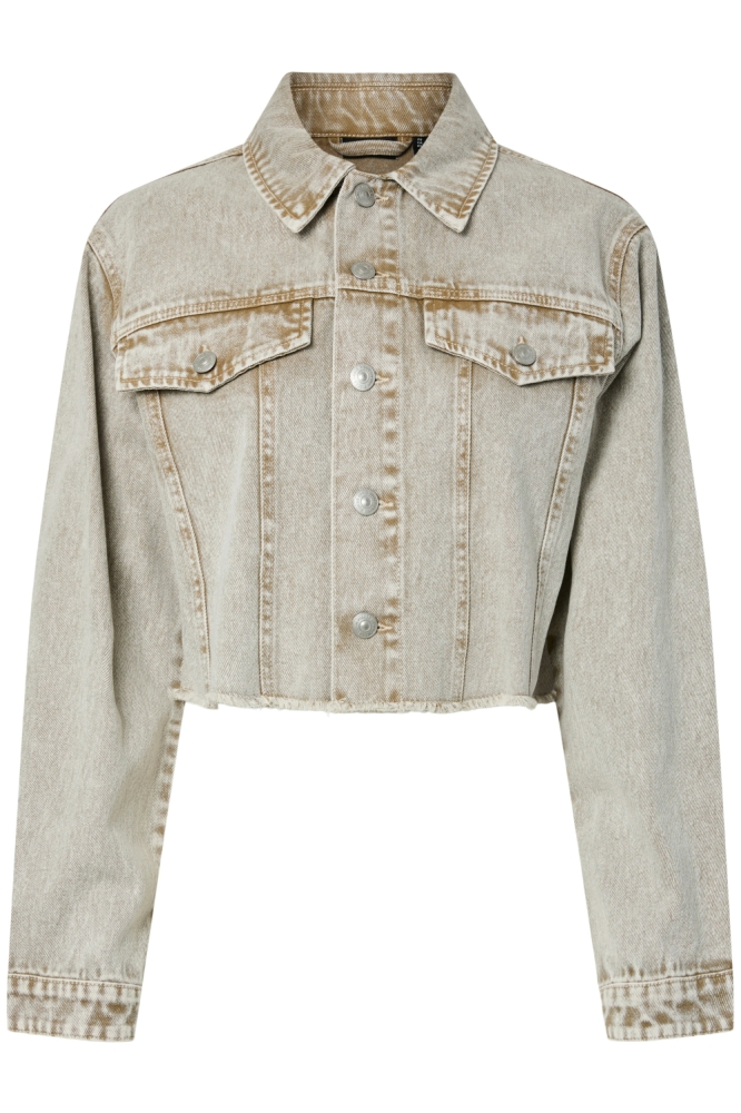 PCFAY CROPPED DENIM JACKET 17158358 SANDSHELL